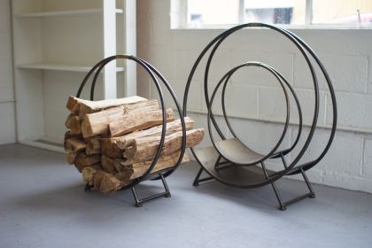 SET OF THREE METAL FIREWOOD RACKS