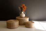 SET OF THREE ROUND NATURAL SEAGRASS RISERS