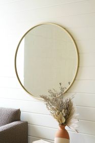 ROUND BRASS METAL FRAMED MIRROR