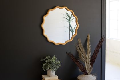 SQUIGGLE WOOD CIRCLE FRAMED  MIRROR