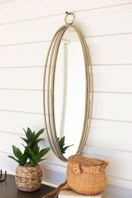 TALL OVAL ANTIQUE BRASS MIRROR