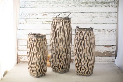 TALL GREY SQUARE WILLOW LANTERNS - LARGE