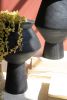 SET OF THREE WOODED VASES - BLACK