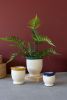 SET3 CERAMIC FLOWER POTS W RUFFLE-BLUE MUSTARD GREEN DETAIL