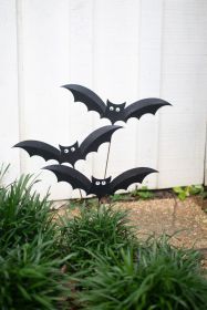 SET OF THREE PAINTED BATS PLANT STAKES