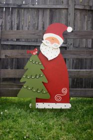 SANTA WITH CHISTMAS TREE YARD ART