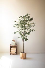 TALL ARTIFICIAL OLIVE TREE IN A BLACK PLASTIC POT