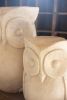 SET OF TWO CARVED WOODEN OWL STATUES