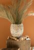 CARVED DECORATIVE OVAL PLANTER - NATURAL AND WHITE