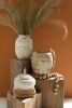 CARVED DECORATIVE CONTAINER WITH LID - NATURAL AND WHITE