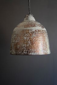 RUSTIC WHITE METAL PENDANT LIGHT