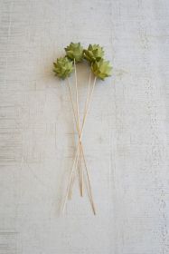 BAG OF 4 FAUX DRIED ARTICHOKES ON A STEM - GREEN