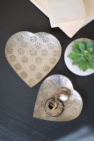 SET OF TWO METAL HEART BOWLS