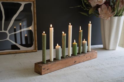 RECYCLED WOOD NINE TAPER CANDELABRA