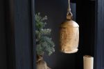 LARGE ANTIQUE GOLD CHRISTMAS BELL - 12"T