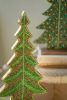 SET OF TWO BEADED WOOD CHRISTMAS TREES