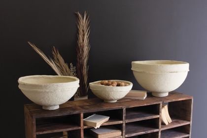 SET OF THREE PAPER MACHE BOWLS