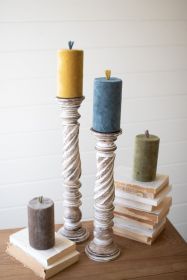 SET OF FOUR FAUX VELVET CANDLES - ONE EACH COLOR