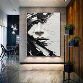 Oil Painting Abstract Black And White Face (style: 1, size: 50x70cm)